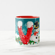 Snowman - Letra Inicial Monograma Mug
