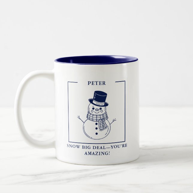 Caneca De Café Em Dois Tons Snowman Mug personalizado - Presente para Colega (Esquerda)