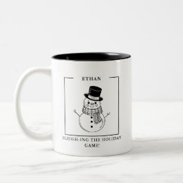 Caneca De Café Em Dois Tons Snowman Mug personalizado - Sleighing the..