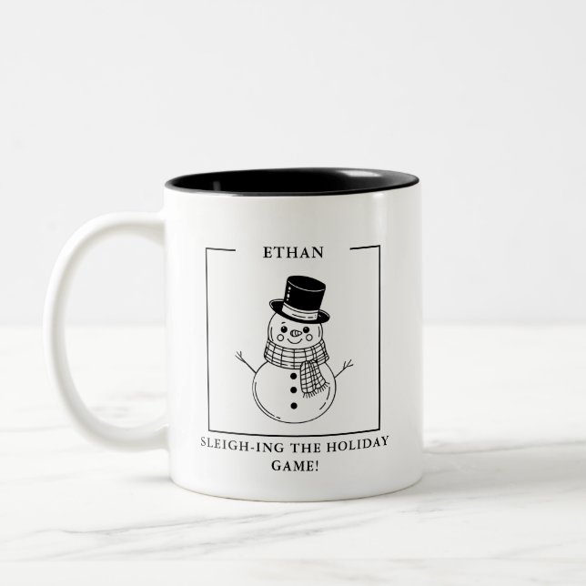 Caneca De Café Em Dois Tons Snowman Mug personalizado - Sleighing the.. (Esquerda)