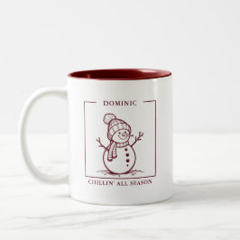 Caneca De Café Em Dois Tons Snowman Mug Personalizado - Uma Delícia De Inverno