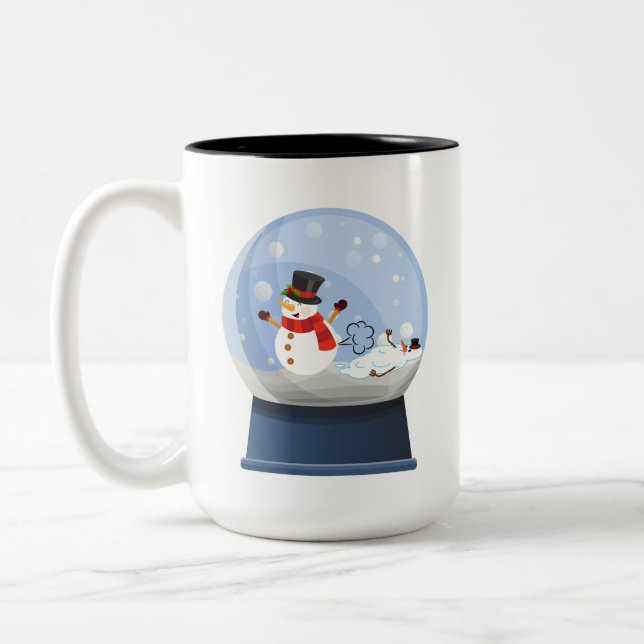 Caneca De Café Em Dois Tons Snowmen Engraçado Snowmen (Esquerda)