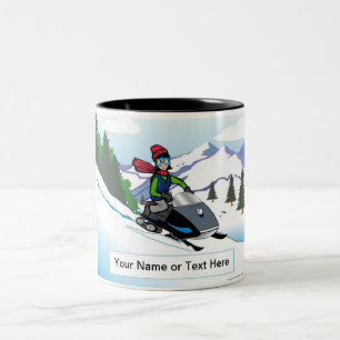 Caneca De Café Em Dois Tons Snowmobile - Cartoon feminino por PrintedPerfectio
