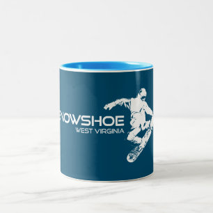 Caneca De Café Em Dois Tons Snowshoe Mountain West Virginia Snowboarder