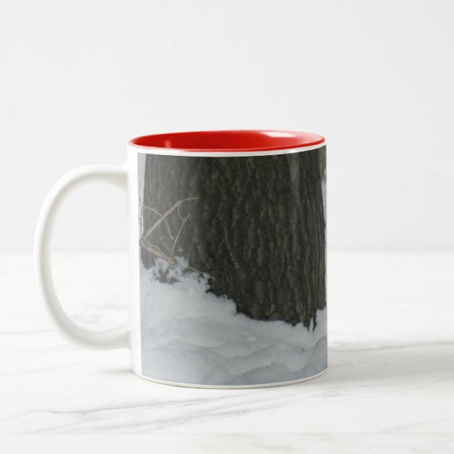 Caneca De Café Em Dois Tons Snowy Cardinal (Esquerda)