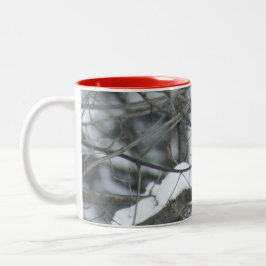 Caneca De Café Em Dois Tons Snowy Cardinal Perching