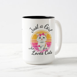 Caneca De Café Em Dois Tons Só uma garota que ama gatos