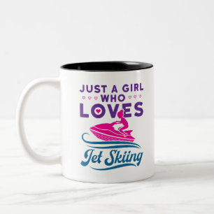 Caneca De Café Em Dois Tons Só uma garota que ama Jet Skiing PWC