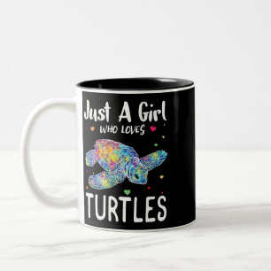 Caneca De Café Em Dois Tons Só uma garota que ama tartarugas aquarelas oceanos