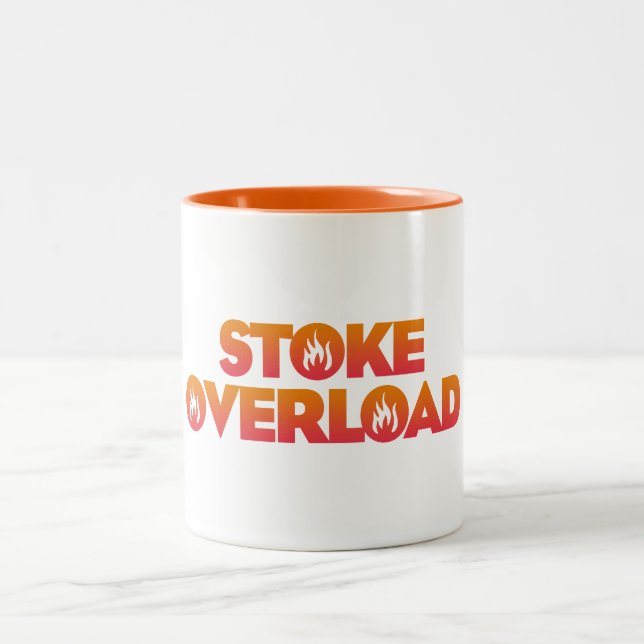Caneca De Café Em Dois Tons Sobrecarga de Stoke Chamas (Centro)