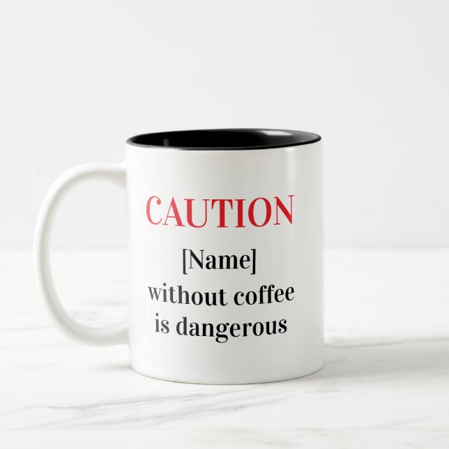 Caneca De Café Em Dois Tons Sobrecarga Personalizada de Café de Texto Personal (Esquerda)