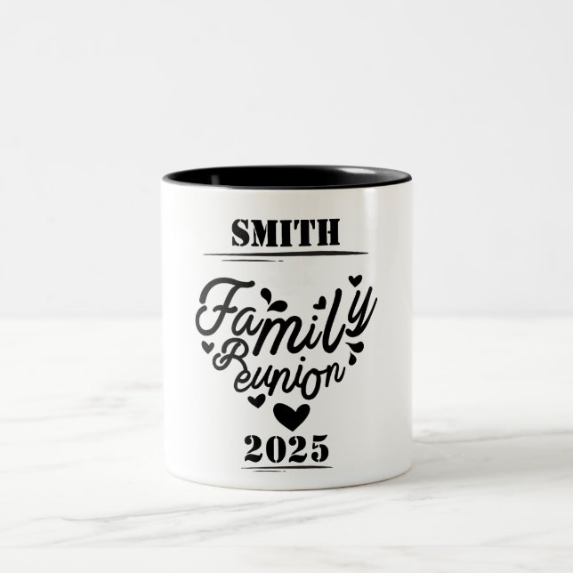 Caneca De Café Em Dois Tons [Sobrenome] Reunião Familiar - [Ano] (Centro)