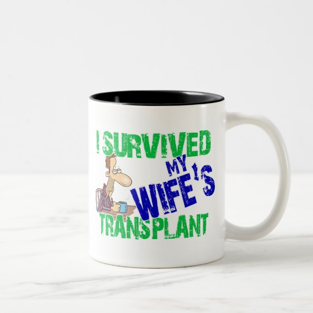 Caneca De Café Em Dois Tons Sobrevivi ao transplante da minha esposa (Direita)