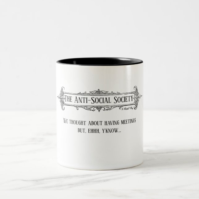 Caneca De Café Em Dois Tons Sociedade Anti-Social - MisterP Mug (Centro)