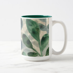 Caneca De Café Em Dois Tons Sofisticação Verdant - Folhas Tropicais