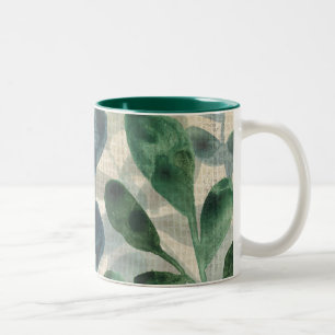 Caneca De Café Em Dois Tons Sofisticação Verdant - Folhas Tropicais