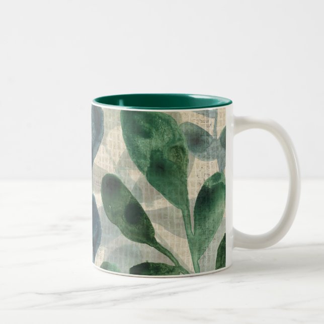 Caneca De Café Em Dois Tons Sofisticação Verdant - Folhas Tropicais (Direita)