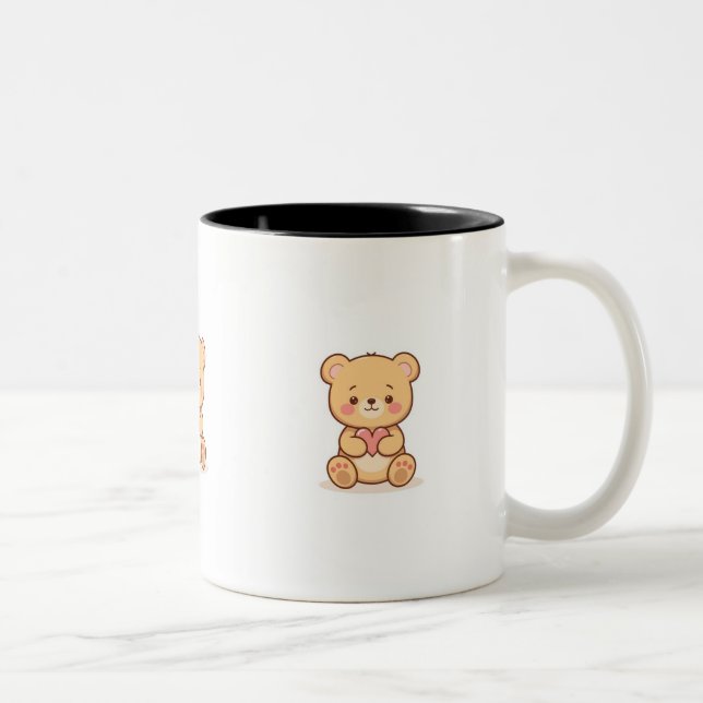 Caneca De Café Em Dois Tons Soft Heart Big Love Cute Teddy Bear Mugs  (Direita)