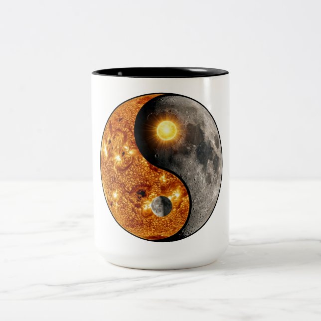 Caneca De Café Em Dois Tons Sol Celestial e Lua Yin Yang (Centro)
