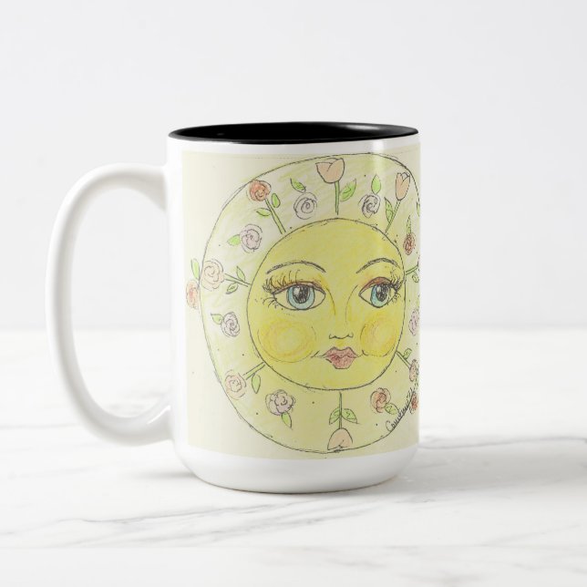 Caneca De Café Em Dois Tons Sol de flor pequena de olhos claros (Esquerda)
