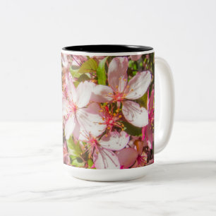 Caneca De Café Em Dois Tons Sol e nuvens Natureza floresce Coração em flores