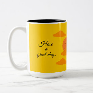Caneca De Café Em Dois Tons Sol Laranja no Céu Dourado: