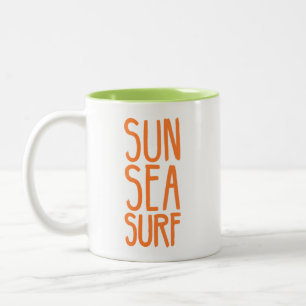 Caneca De Café Em Dois Tons Sol, Mar E Laranja Surf