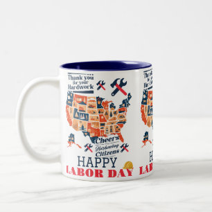 Caneca De Café Em Dois Tons Solidariedade Trabalhadora Unity Labor Day bandeir