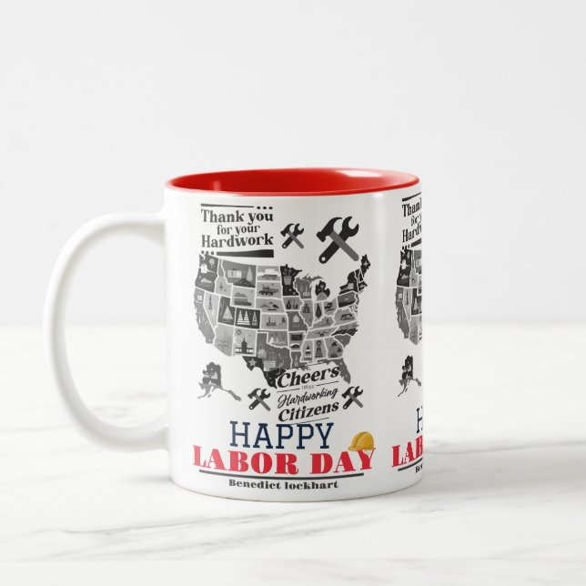 Caneca De Café Em Dois Tons Solidariedade Trabalhadora Unity Labour Day com ba (Esquerda)