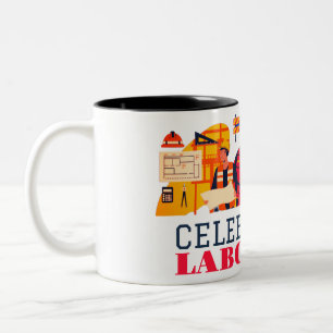 Caneca De Café Em Dois Tons Solidariedade Trabalhadora Unity Labour Day com ba