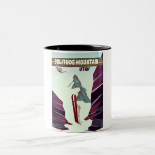 Caneca De Café Em Dois Tons Solitude Mountain, viagens vintage de poster de Ut