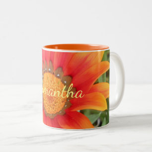 Caneca De Café Em Dois Tons Solteiro Laranja Flor Personalizado