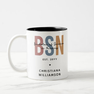 Caneca De Café Em Dois Tons Solteiro Personalizado de Ciência BSN na Enfermage