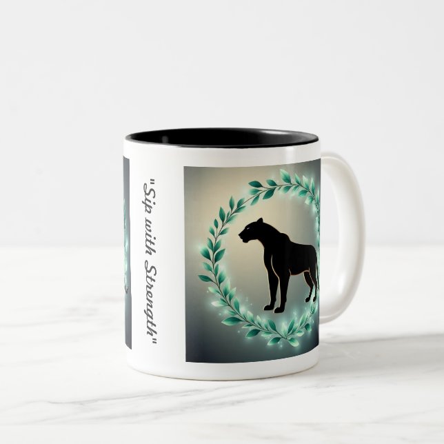 Caneca De Café Em Dois Tons "Sombra da Selva Esmeralda" (Frente Esquerda)