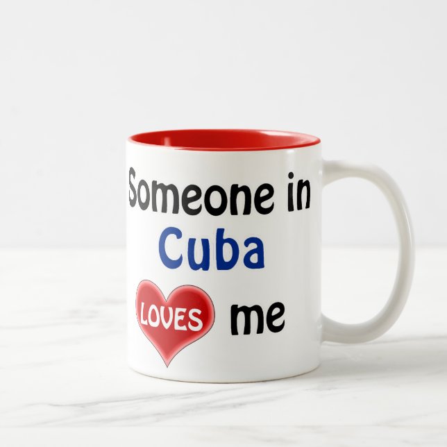 Caneca De Café Em Dois Tons Someone in Cuba loves me (Direita)