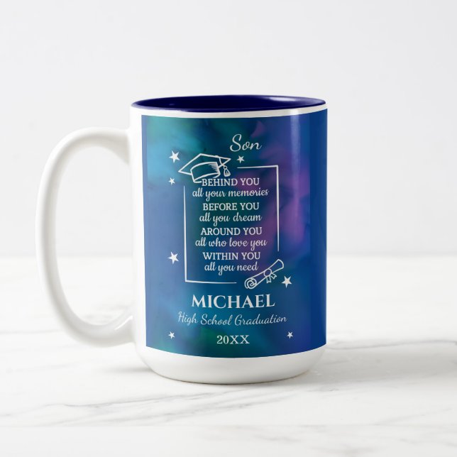 Caneca De Café Em Dois Tons Son High School Graduation Name Year  (Esquerda)
