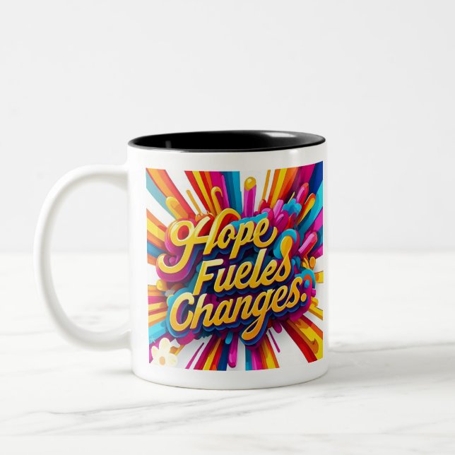 Caneca De Café Em Dois Tons "Sonhe, acredite, alcance" (Esquerda)