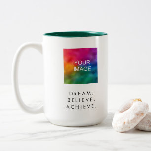 Caneca De Café Em Dois Tons Sonho de citação de texto personalizado acredita e