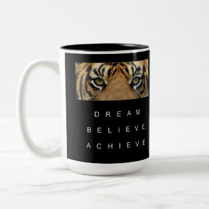 Caneca De Café Em Dois Tons Sonho de Citação Motivacional Acredite em Alcançar
