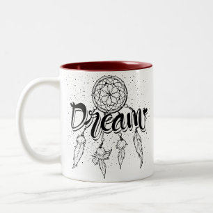 Caneca De Café Em Dois Tons Sonho de Pena Tribal Boho