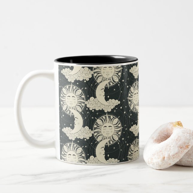 Caneca De Café Em Dois Tons sonhos boêmicos fuligem (Com Donut)