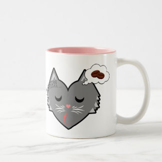 Caneca De Café Em Dois Tons Sonhos de Gatinho com Cinza Sonolento
