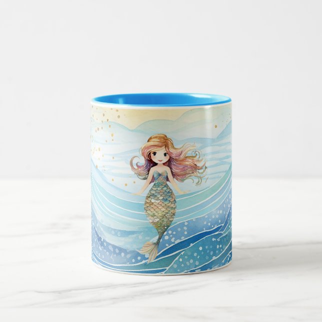 Caneca De Café Em Dois Tons Sonhos de Sereia para Meninas (Centro)