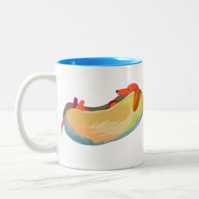 Caneca De Café Em Dois Tons Sonhos do cachorro quente (Esquerda)