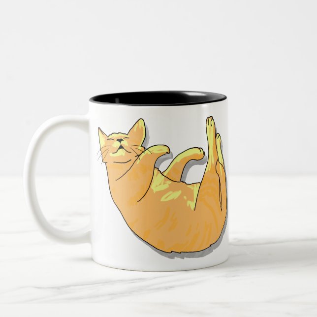 Caneca De Café Em Dois Tons Sono gato alaranjado e amarelo (Esquerda)