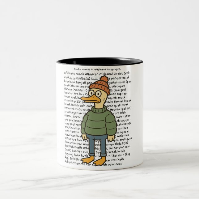 Caneca De Café Em Dois Tons Sons de Pato em Diferentes Idiomas  (Centro)