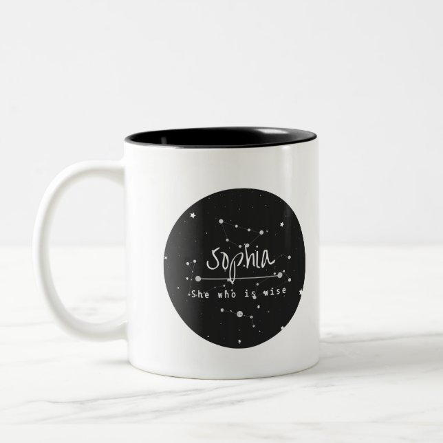 Caneca De Café Em Dois Tons Sophia| Nome Significa Mug (Esquerda)