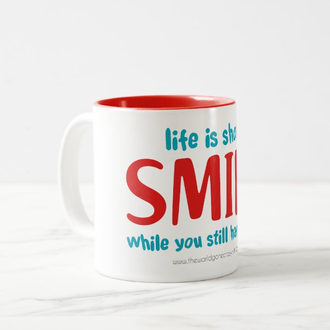 Caneca De Café Em Dois Tons Sorria (Frente Esquerda)
