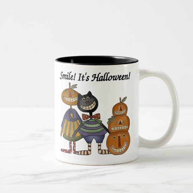Caneca De Café Em Dois Tons Sorria É Halloween (Direita)