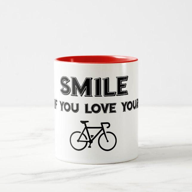 Caneca De Café Em Dois Tons Sorria Se Você Ama Sua Bicicleta (Centro)